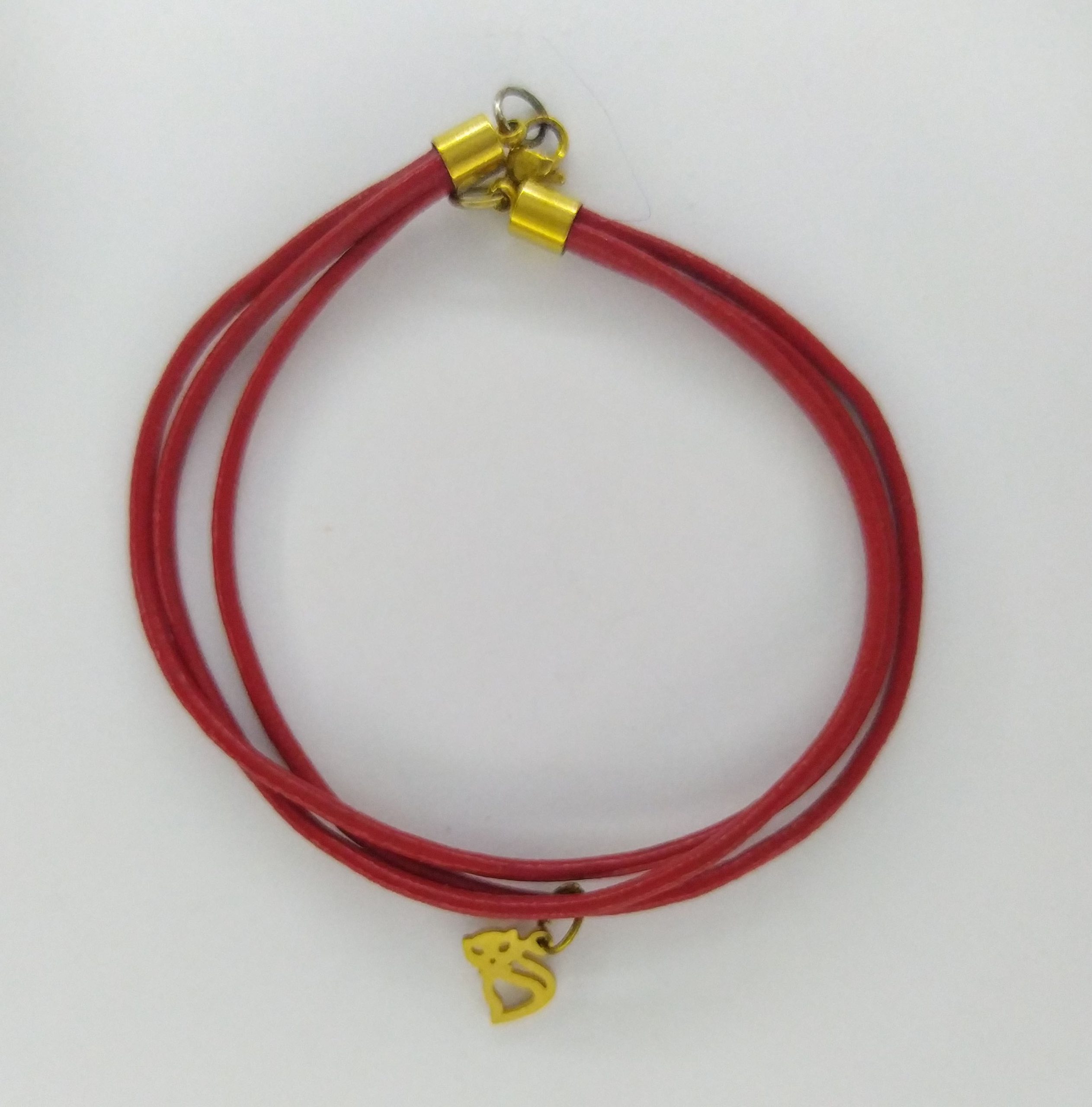 Pulsera en cuero rojo y acero