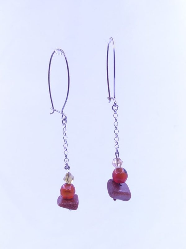 Pendientes Agata y lluvia de oro